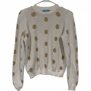 Draper James RSVP Metallic Gold Polka Dot Sweater